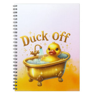 Yellow duck in bathtub notebook