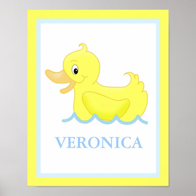 Yellow Duck Little Ducky Personalised Art Print (Front)
