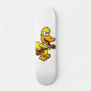 Yellow duck playing guitar   choose back color skateboard