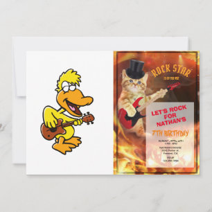 Yellow duck playing guitar choose back colour invitation
