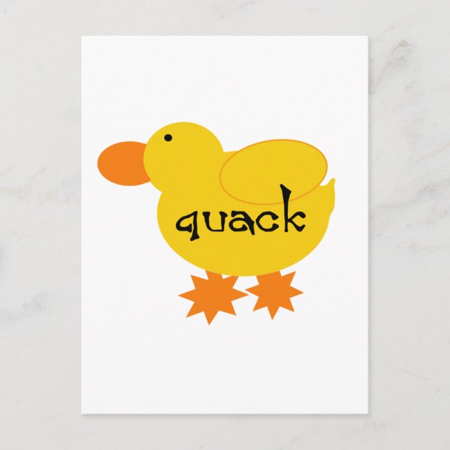 Yellow Duck Quack Tshirts and Gifts Postcard (Front)