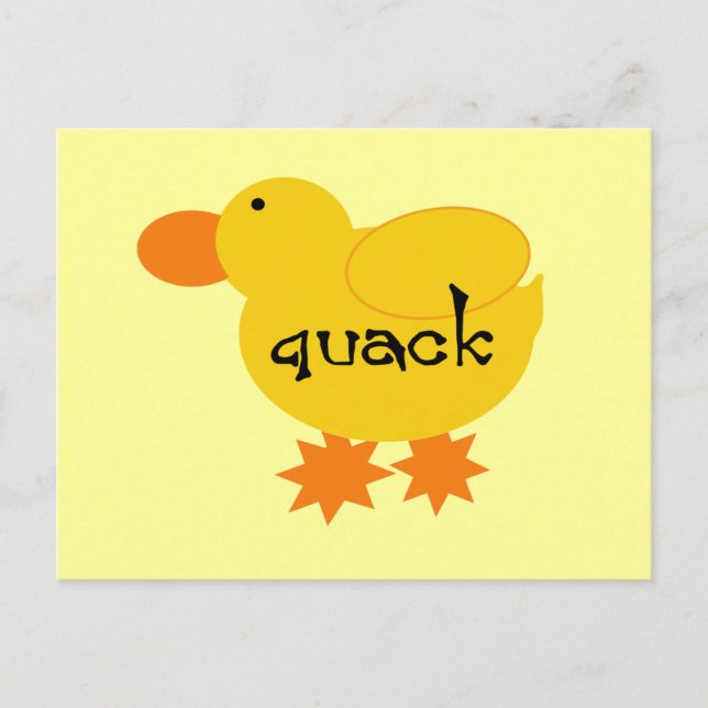 Yellow Duck Quack Tshirts and Gifts Postcard (Front)