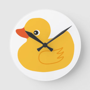 Yellow Duck Round Clock