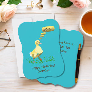 Yellow Duck Saying Quack Happy Birthday Card