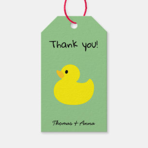 Yellow Duck Thank You, Green (Sage) Colour Gift Tags