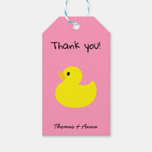 Yellow Duck Thank You, Pink Colour Gift Tags