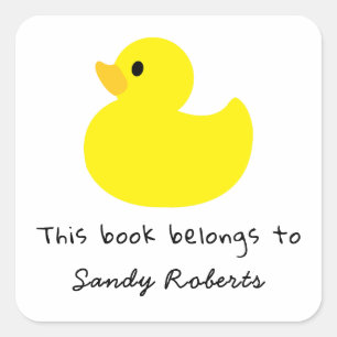 Yellow duck - this book belongs to square sticker