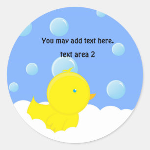 Yellow Duckie in Bubble Bath Baby Shower Sticker