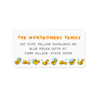 Yellow Duckies Blue Dots Boy Baby Shower Address Label