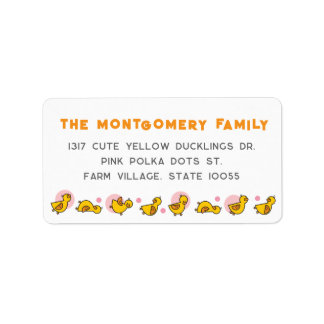 Yellow Duckies Pink Dots Girl Baby Shower Address Label