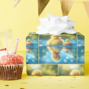 Yellow Duckling In a Rowboat Wrapping Paper