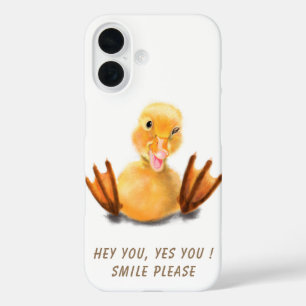 Yellow Duckling Playful Wink Happy Smile iPhone 16 Case