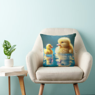 Yellow Duckling With a Toy Rubber Duck Cushion