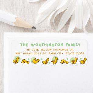 Yellow Ducklings Green Dots Kid's Birthday Address