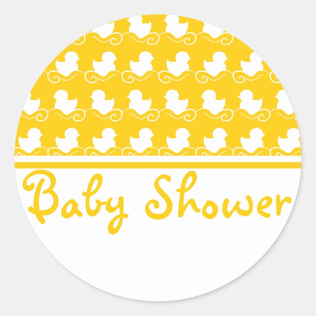 yellow ducky row baby shower seal sticker (Front)