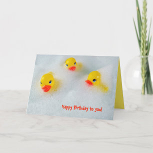 yellow duks in bubble birthday card