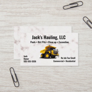 Yellow Dump Truck Business Card
