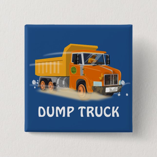 Yellow Dump Truck Cartoon for Kids 15 Cm Square Badge (Front)