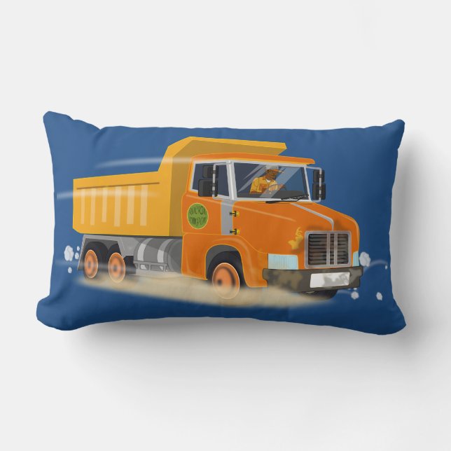 Yellow Dump Truck Cartoon for Kids Lumbar Cushion (Front)