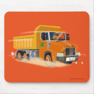 Yellow Dump Truck Cartoon for Kids Mouse Pad