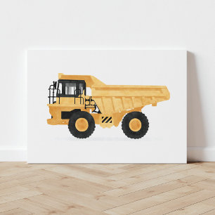 Yellow Dump Truck Construction Vehicle Canvas Print