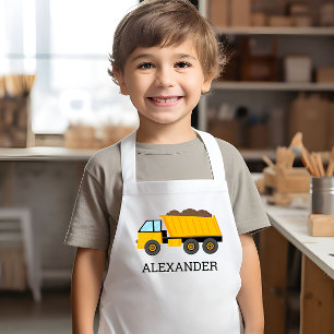 Yellow Dump Truck Personalised Construction Kids Apron