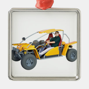Yellow Dune Buggy Metal Tree Decoration