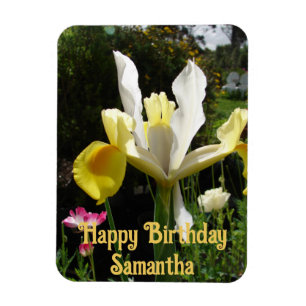 Yellow Dutch Iris Flower flowers Floral Birthday Magnet