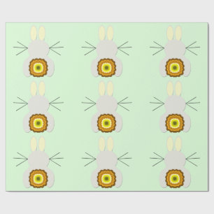 Yellow Easter Bunny On Green Wrapping Paper