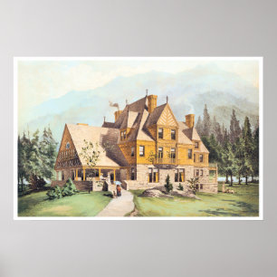 Yellow Elaborate Victorian Style Homes Poster