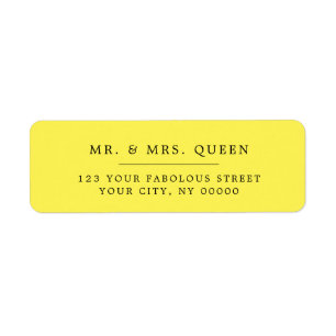 Yellow Elegant Classic Simple Return Address