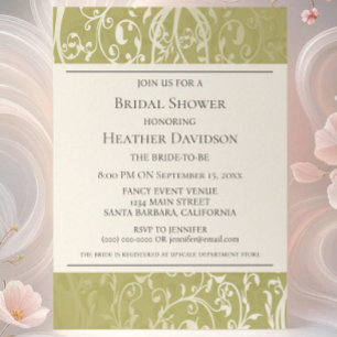 Yellow Elegant Flourish Bridal Shower Invite