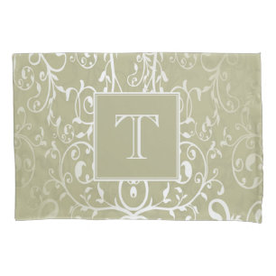 Yellow Elegant Flourish Monogram Pillowcase