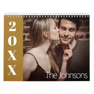 Yellow Elegant & Modern 2024 Family Custom Photo Calendar