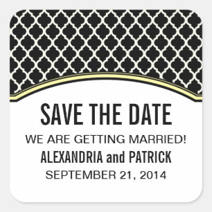 Yellow Elegant Quatrefoil Save the Date Stickers