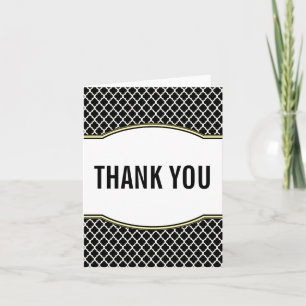 Yellow Elegant Quatrefoil Thank You Card
