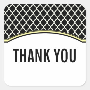 Yellow Elegant Quatrefoil Thank You Stickers