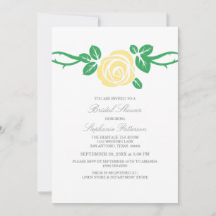 Yellow Elegant Rose Bridal Shower Invite