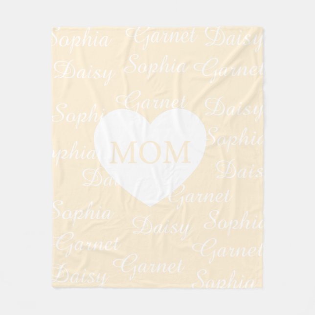 Yellow Elegant Script Family Names Monogram Heart Fleece Blanket (Front)