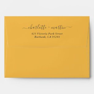 Yellow Elegant Script Return Address Wedding Envelope