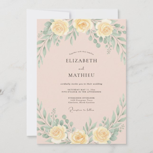 Yellow Elegant Spring Wedding Invitation (Front)