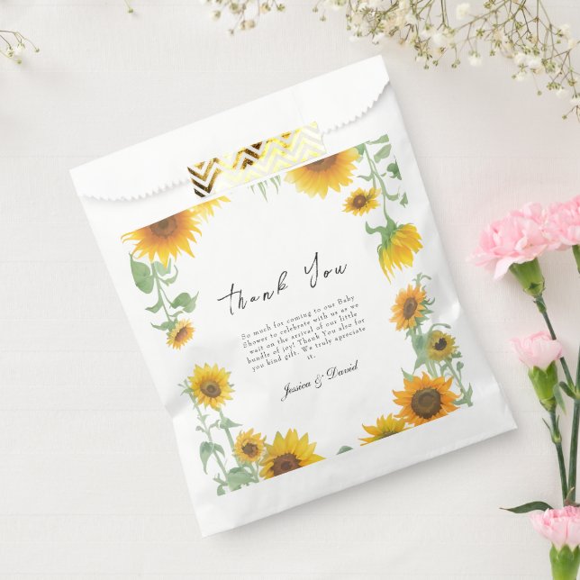 Yellow Elegant Sunflower Sunny Baby Shower Favour Bags (Sealed)