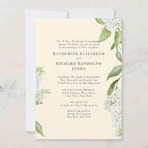 Yellow Elegant White Hydrangea Wedding Invitation