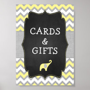 Yellow Elephant Baby Shower 5x7 Sign