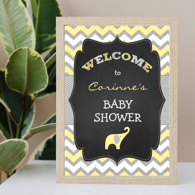 Yellow Elephant Baby Shower 8x10 Welcome Sign (Creator Uploaded)