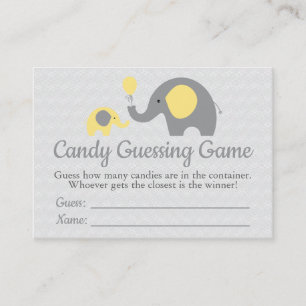 Yellow Elephant Baby Shower Candy Guessing Game Business Card