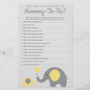 Yellow Elephant How Well Do You Know Mummy To Be
