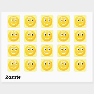 yellow emoji happy face square sticker