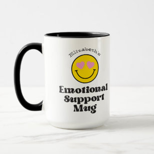 Yellow Emoji Heart Eyes Emotional Support Coffee Mug