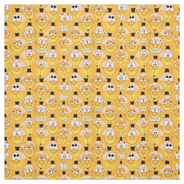 Yellow Emoji Pattern Fabric (Swatch)